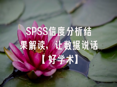 SPSS信度分析结果解读，让数据说话【好学术】
