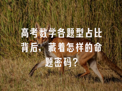 高考数学各题型占比背后，藏着怎样的命题密码？