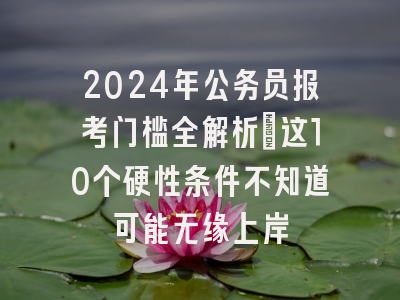 2024年公务员报考门槛全解析：这10个硬性条件不知道可能无缘上岸