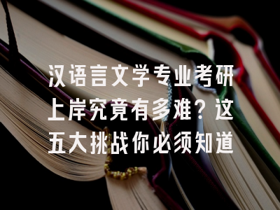 汉语言文学专业考研上岸究竟有多难？这五大挑战你必须知道