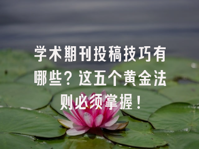学术期刊投稿技巧有哪些？这五个黄金法则必须掌握！