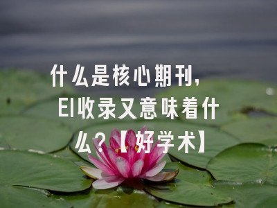 什么是核心期刊, EI收录又意味着什么？【好学术】