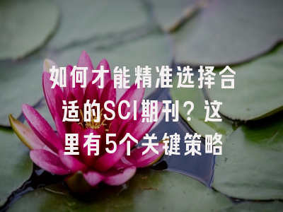 如何才能精准选择合适的SCI期刊？这里有5个关键策略