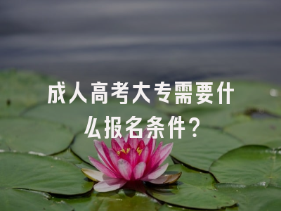 成人高考大专需要什么报名条件？