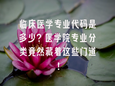 临床医学专业代码是多少？医学院专业分类竟然藏着这些门道！