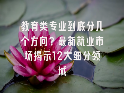 教育类专业到底分几个方向？最新就业市场揭示12大细分领域