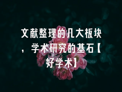 文献整理的几大板块，学术研究的基石【好学术】