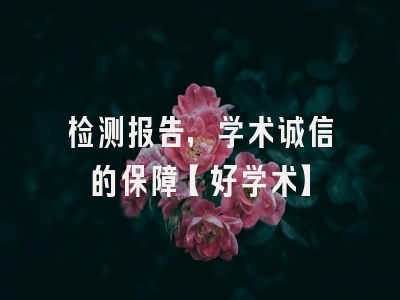 检测报告，学术诚信的保障【好学术】