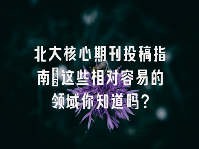 北大核心期刊投稿指南：这些相对容易的领域你知道吗？