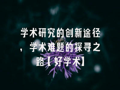 学术研究的创新途径，学术难题的探寻之路【好学术】