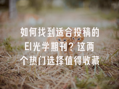 如何找到适合投稿的EI光学期刊？这两个热门选择值得收藏