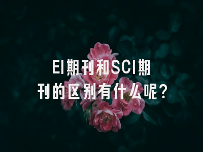 EI期刊和SCI期刊的区别有什么呢？