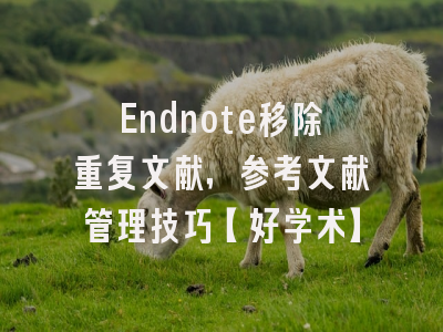 Endnote移除重复文献，参考文献管理技巧【好学术】