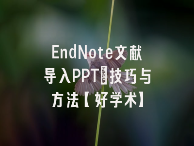 EndNote文献导入PPT：技巧与方法【好学术】