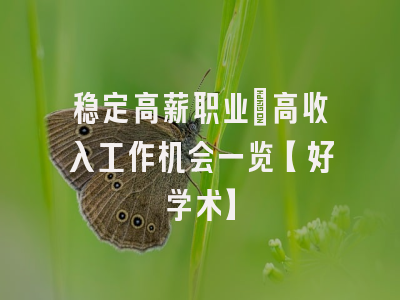 稳定高薪职业：高收入工作机会一览【好学术】
