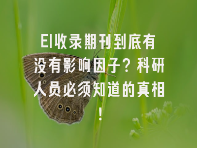 EI收录期刊到底有没有影响因子？科研人员必须知道的真相！