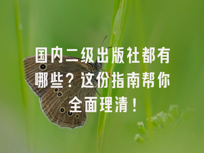国内二级出版社都有哪些？这份指南帮你全面理清！