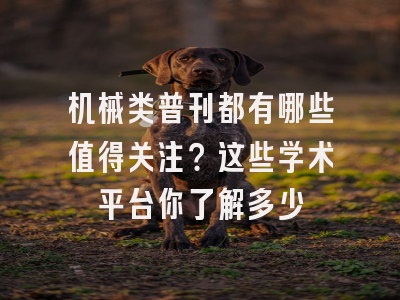 机械类普刊都有哪些值得关注？这些学术平台你了解多少