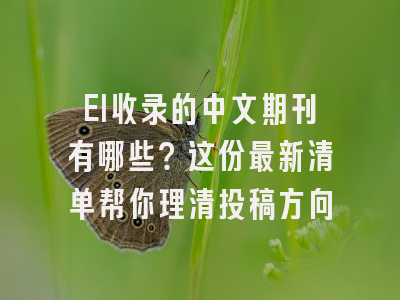 EI收录的中文期刊有哪些？这份最新清单帮你理清投稿方向