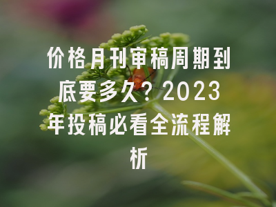 价格月刊审稿周期到底要多久？2023年投稿必看全流程解析