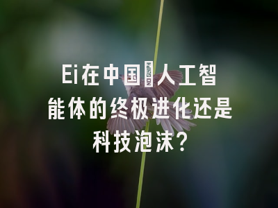 Ei在中国：人工智能体的终极进化还是科技泡沫？