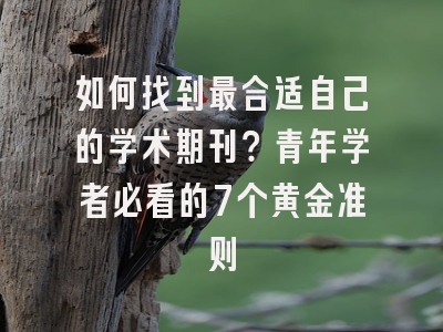 如何找到最合适自己的学术期刊？青年学者必看的7个黄金准则