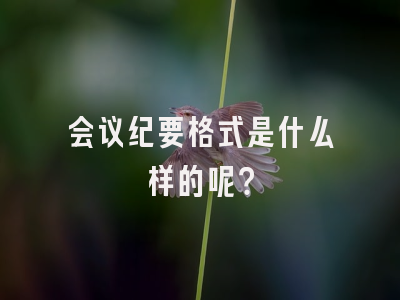 会议纪要格式是什么样的呢？