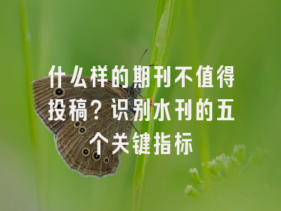 什么样的期刊不值得投稿？识别水刊的五个关键指标
