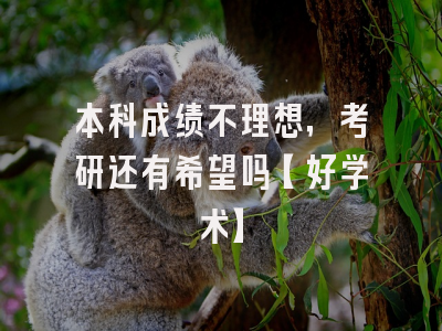 本科成绩不理想，考研还有希望吗【好学术】