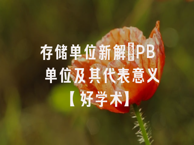 存储单位新解：PB 单位及其代表意义【好学术】