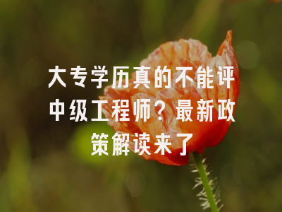 大专学历真的不能评中级工程师？最新政策解读来了