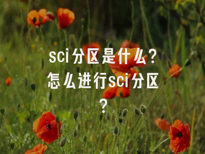 sci分区是什么？怎么进行sci分区？