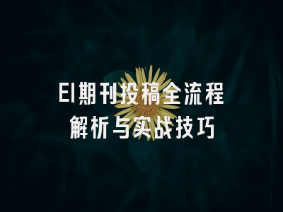 EI期刊投稿全流程解析与实战技巧
