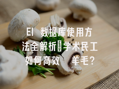 EI 数据库使用方法全解析：学术民工如何高效薅羊毛？