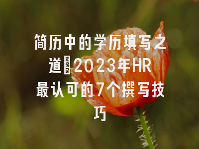 简历中的学历填写之道：2023年HR最认可的7个撰写技巧