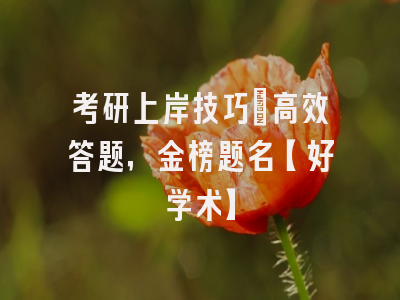 考研上岸技巧：高效答题，金榜题名【好学术】
