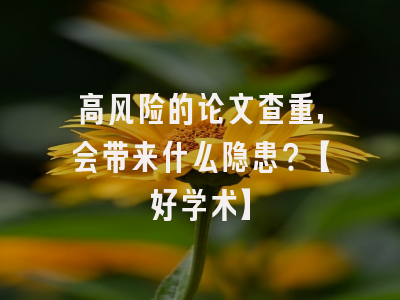 高风险的论文查重，会带来什么隐患？【好学术】