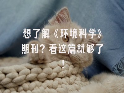 想了解《环境科学》期刊？看这篇就够了！