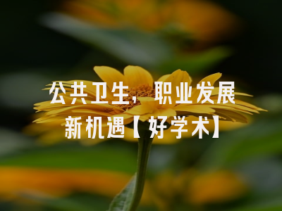 公共卫生，职业发展新机遇【好学术】