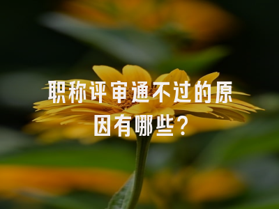 职称评审通不过的原因有哪些？