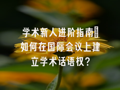 学术新人进阶指南：如何在国际会议上建立学术话语权？