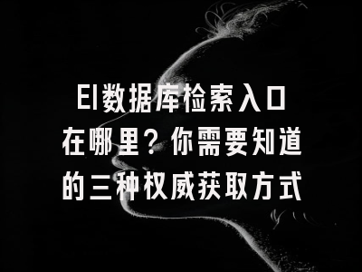 EI数据库检索入口在哪里？你需要知道的三种权威获取方式