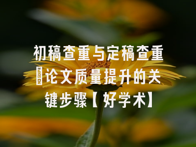 初稿查重与定稿查重：论文质量提升的关键步骤【好学术】