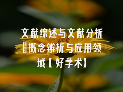 文献综述与文献分析：概念辨析与应用领域【好学术】