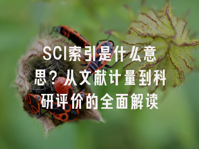 SCI索引是什么意思？从文献计量到科研评价的全面解读