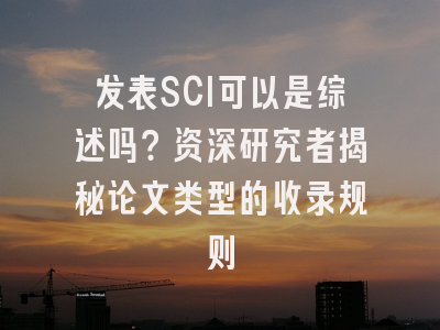 发表SCI可以是综述吗？资深研究者揭秘论文类型的收录规则