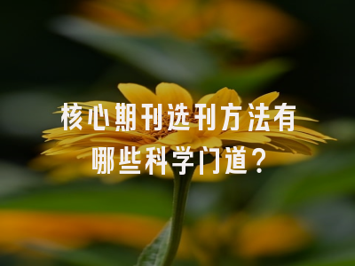 核心期刊选刊方法有哪些科学门道？