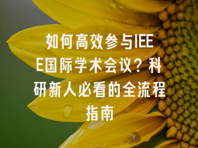 如何高效参与IEEE国际学术会议？科研新人必看的全流程指南