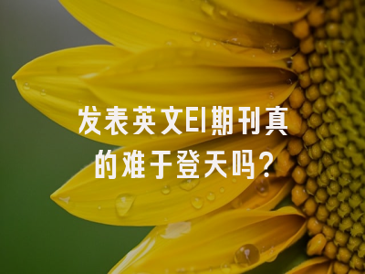 发表英文EI期刊真的难于登天吗？