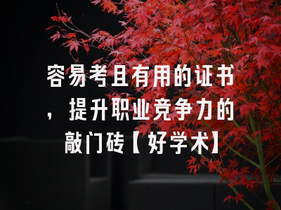 容易考且有用的证书，提升职业竞争力的敲门砖【好学术】